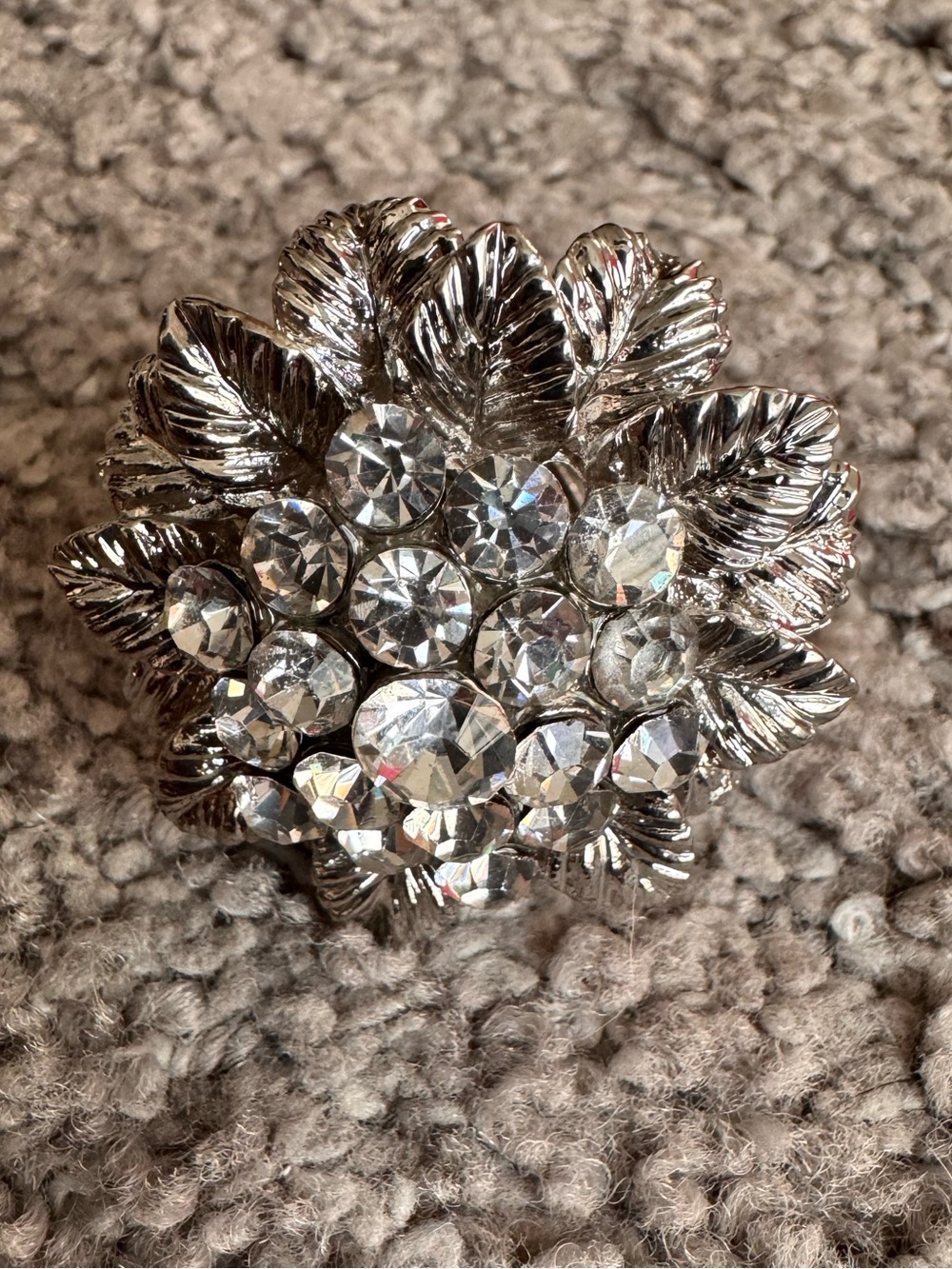 Silver Floral Cluster Cocktail Ring - Silver - Picture 2 of 3